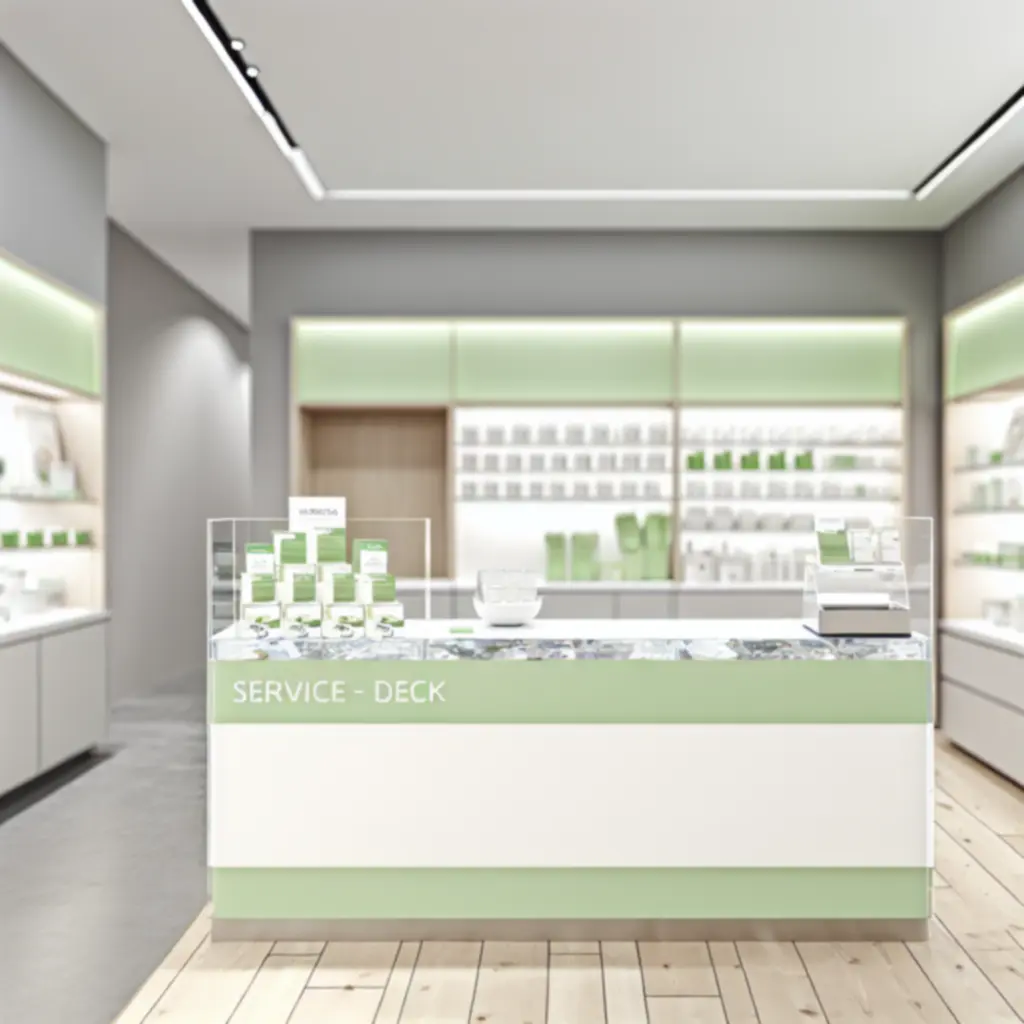 Biurko obsługi klienta z akcesoriami kuchennymi